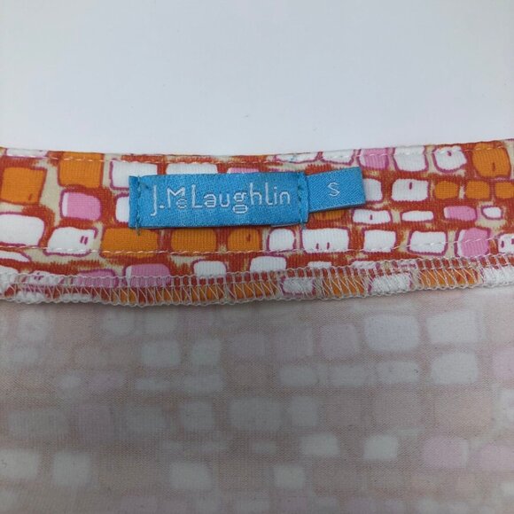 J McLaughlin Catalina Cloth Cap Sleeve Orange Tile Print Dress Size S - Picture 5 of 7